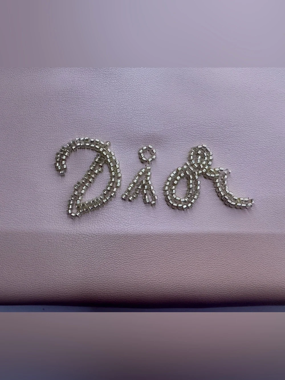 Dior Blush Pink Cosmetic Pouch with Gold Beaded Logo